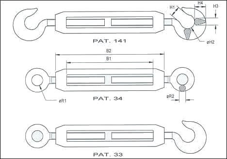 turnbuckle end fittings for patterns 33, 34 and 141